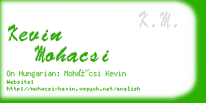 kevin mohacsi business card